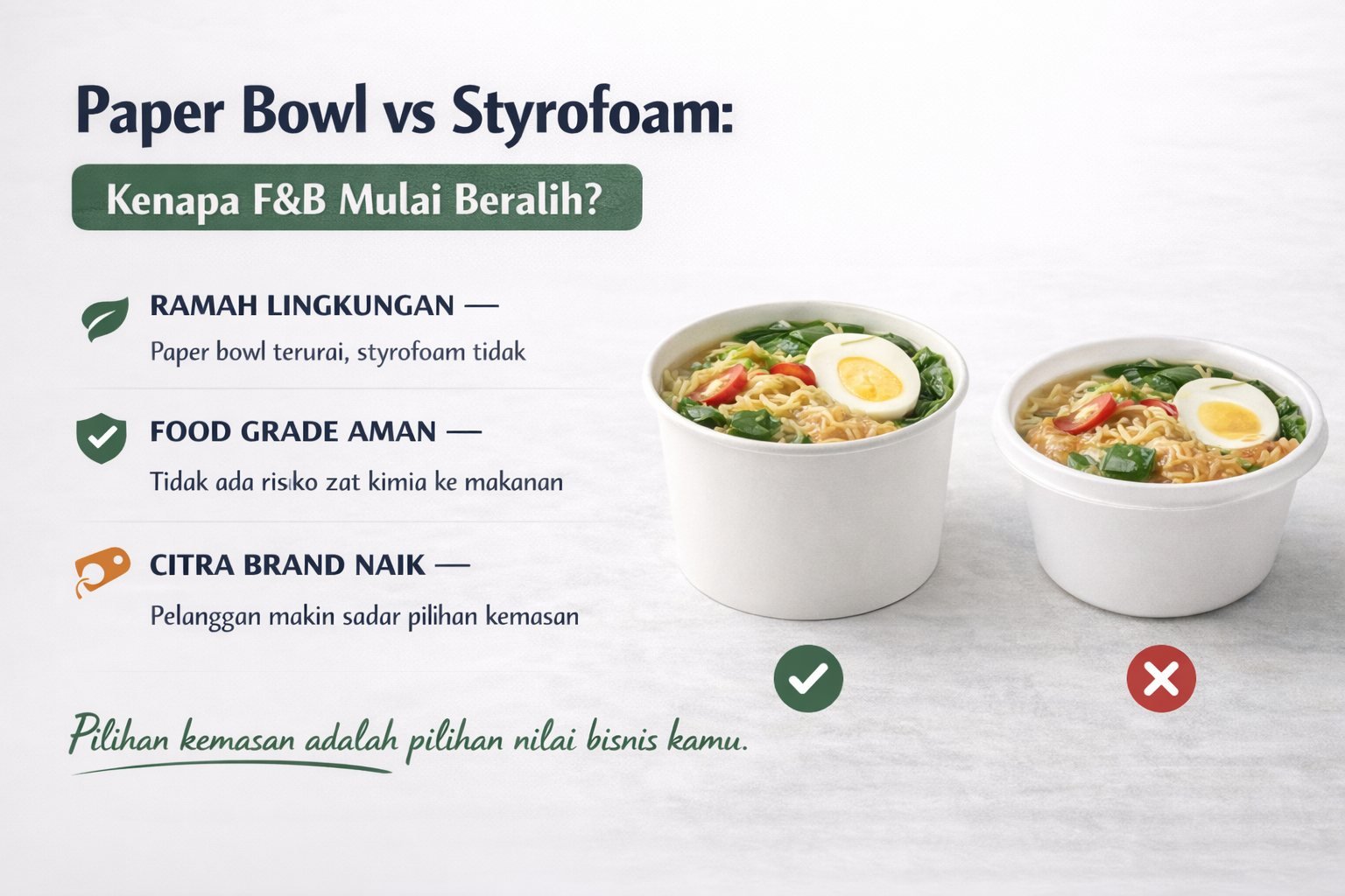 Perbandingan paper bowl food grade dan styrofoam untuk kemasan makanan bisnis F&B — SEALPAK