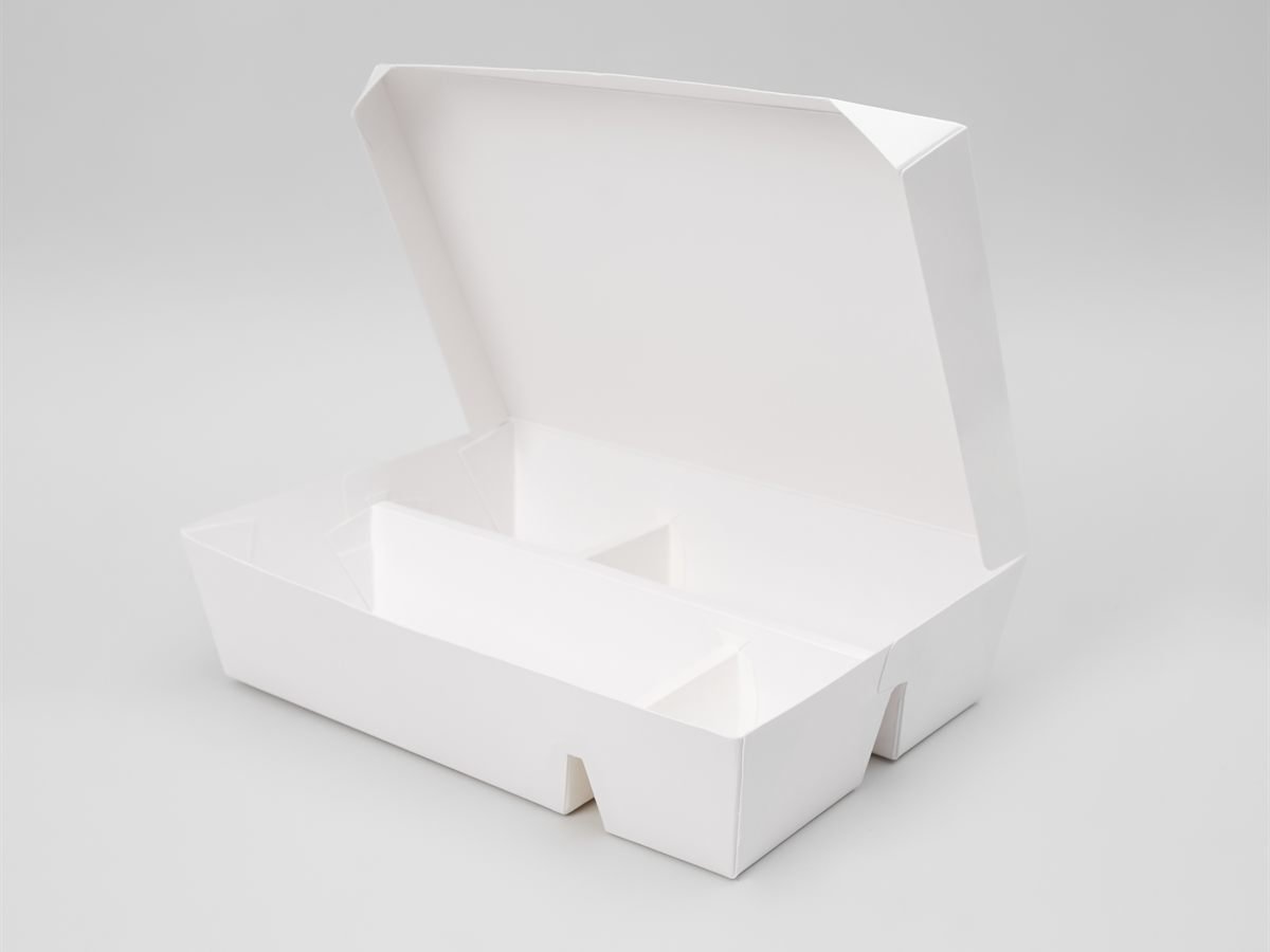 Open SEALPAK paper compartment lunchbox showing its dividers